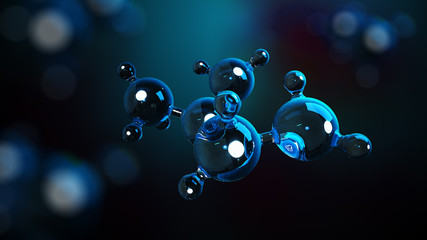 Wall Mural - 3d illustration molecules. atoms bacgkround. medical background. molecular structure at the atomic l