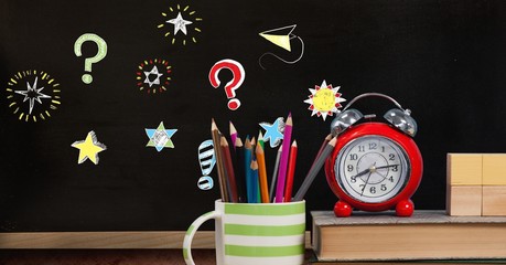Poster - Stars and questions Education drawing on blackboard for school