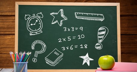 Poster - Math education drawings on blackboard for school