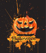 Halloween watercolor pumpkin Vector. Dark spooky backgrounds