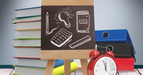 Poster - education drawings on blackboard for school