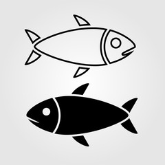 Poster - Fish or seafood line icon flat style isolated on background. Fish icon sign symbol for web site and app design.