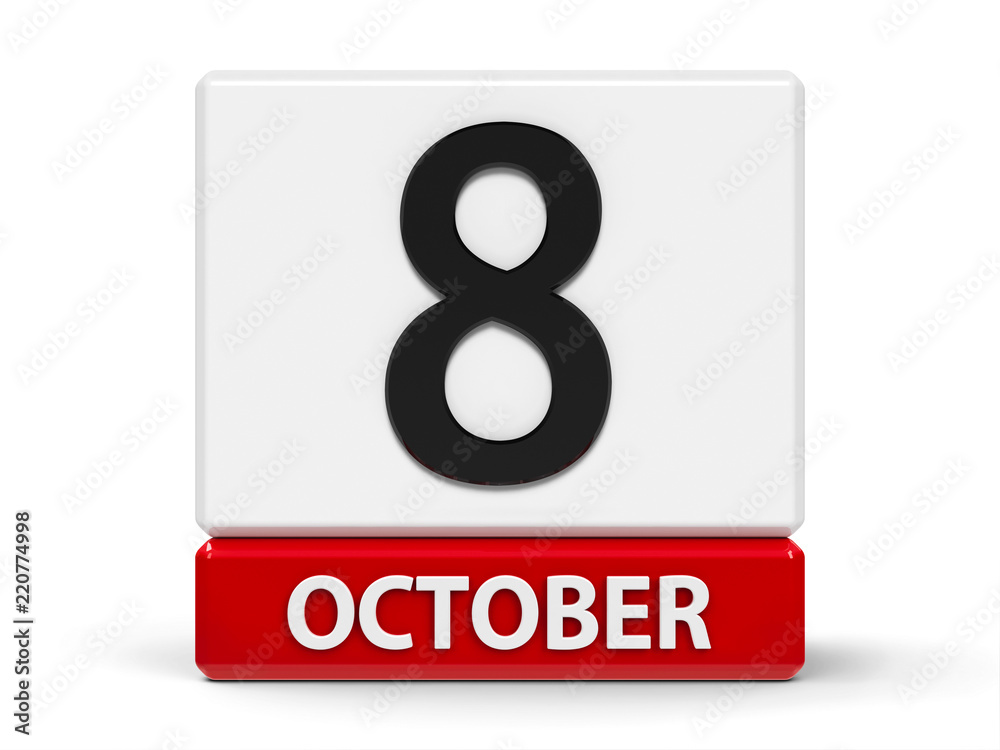 Cubes calendar 8th October Stock Illustration | Adobe Stock