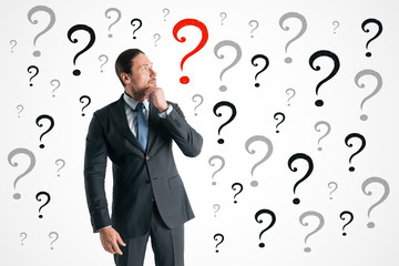 Poster - Businessman with question marks