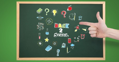 Leinwandbilder - Hand pointing at Back to school Education drawing on blackboard