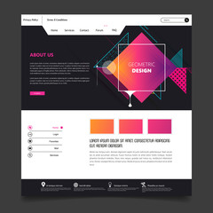 Fototapete - abstract geometric trendy website template, one page design, headers and interface elements.