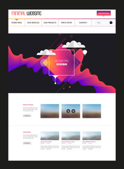 Fototapete - modern cool website design template, with colorful abstract header design.