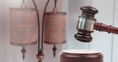 Poster - Gavel and antique lamps auction