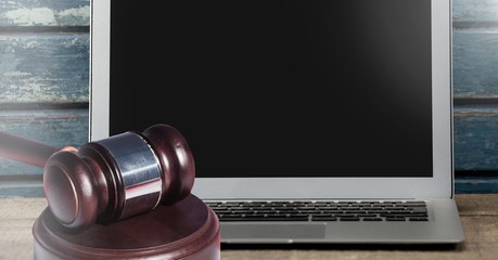 Poster - Gavel and laptop on desk