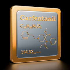 Wall Mural - Carfentanil or carfentanyl. Icon, chemical formula, molecular structure. 3D rendering