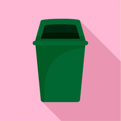 Wall Mural - Green park garbage can icon. Flat illustration of green park garbage can vector icon for web design