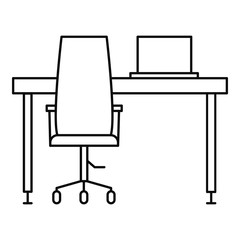 Poster - Desktop table computer icon. Outline illustration of desktop table computer vector icon for web design isolated on white background
