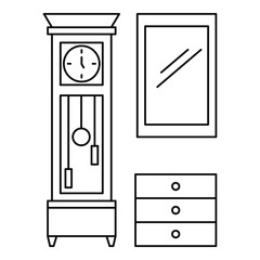 Poster - old room clock icon. outline illustration of old room clock vector icon for web design isolated on w
