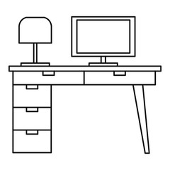 Poster - Computer table icon. Outline illustration of computer table vector icon for web design isolated on white background