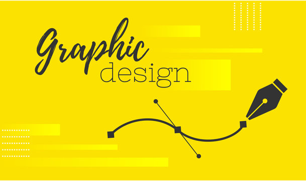 Graphic design. Pen tool cursor. Vector computer graphics. banner for designer or illustrator. The curve control points.