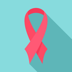 Wall Mural - Breast cancer ribbon icon. Flat illustration of breast cancer ribbon vector icon for web design