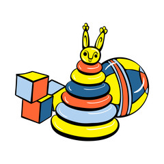 Poster - Cube toys icon. Cartoon of cube toys vector icon for web design isolated on white background
