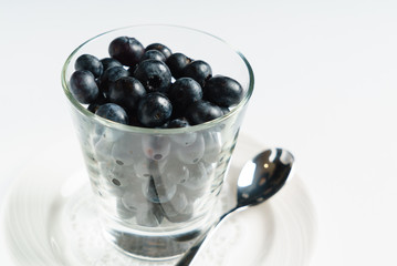 fresh blueberries in glass