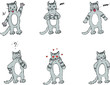 Cat character emotions storyboard Vector digital illustrations