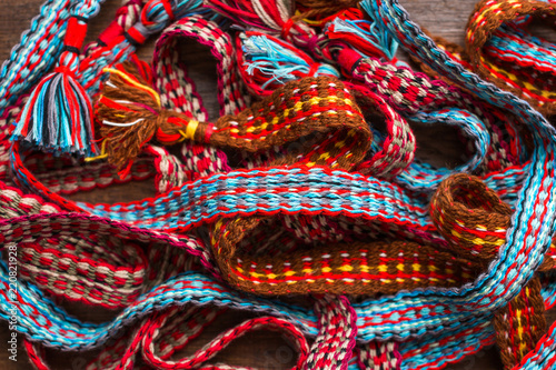 Fotografija Colored wicker belt, boho style, macrame, handmade