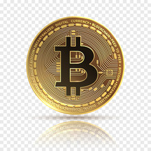 Bitcoin. Golden Cryptocurrency Coin. Electronics Finance Money Symbol. Blockchain Bitcoin Isolated Icon. Bit Coin Isolated, Bit-coin Physicalbitcoin Illustration