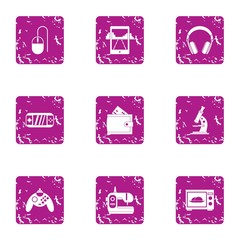 Poster - Play mechanics icons set. Grunge set of 9 play mechanics vector icons for web isolated on white background