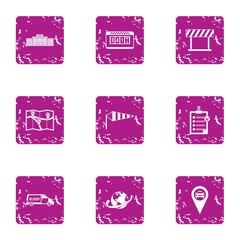 Poster - Orientation icons set. Grunge set of 9 orientation vector icons for web isolated on white background