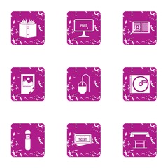 Poster - Distraction icons set. Grunge set of 9 distraction vector icons for web isolated on white background