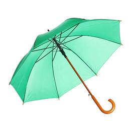 Beautiful open umbrella on white background