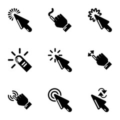 Poster - Button click icons set. Simple set of 9 button click vector icons for web isolated on white background