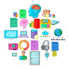 Poster - Cloud computing icons set. Cartoon set of 25 cloud computing vector icons for web isolated on white background