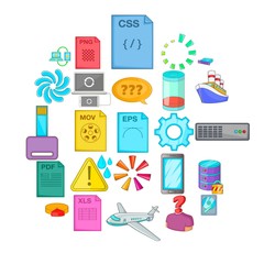 Poster - Computing icons set. Cartoon set of 25 computing vector icons for web isolated on white background