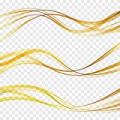 Wall Mural - golden glittering dust tails. shimmering gold waves with sparkles vector set.