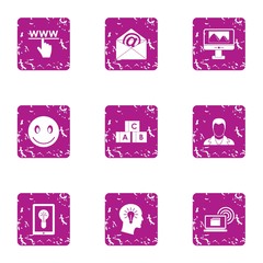 Poster - Electronic message icons set. Grunge set of 9 electronic message vector icons for web isolated on white background