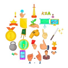 Poster - Business people icons set. Cartoon set of 25 business people vector icons for web isolated on white background