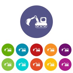 Poster - Excavator icons color set vector for any web design on white background