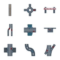 Poster - Direction icons set. Cartoon set of 9 direction vector icons for web isolated on white background