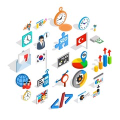 Poster - Business plan icons set. Isometric set of 25 business plan vector icons for web isolated on white background