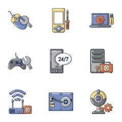 Poster - Game console icons set. Cartoon set of 9 game console vector icons for web isolated on white background