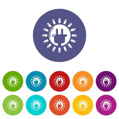Poster - Unplugged electrical plug icons color set vector for any web design on white background