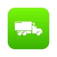 Truck icon green vector isolated on white background