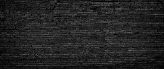 Wall Mural - black brick wall, texture of dark brickwork close-up