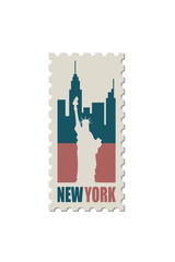 Wall Mural - postage stamp with american symbol statue of liberty image