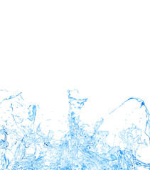 Wall Mural - Isolated blue splash of water splashing on a white background. 3d illustration, 3d rendering.