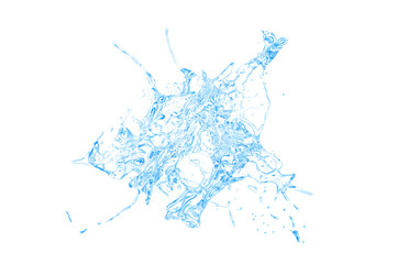 Wall Mural - Isolated blue splash of water splashing on a white background. 3d illustration, 3d rendering.