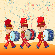 Red Drummers Concept Background. Cartoon Illustration Of Red Drummers Vector Concept Background For Web Design