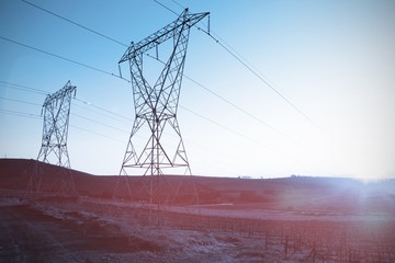 Poster - The evening electricity pylon silhouette