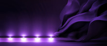 Purple Background With Black Interior And Rippling Fabric