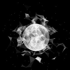 Poster - 3d sphere made of points. Particle circle. Abstract vector sphere. Сircular 3d ornament. Vector ilustration.
