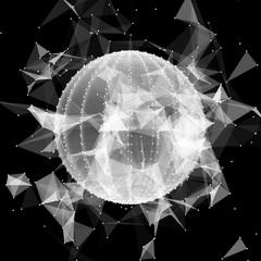 Poster - 3d sphere made of points. Particle circle. Abstract vector sphere. Сircular 3d ornament. Vector ilustration.